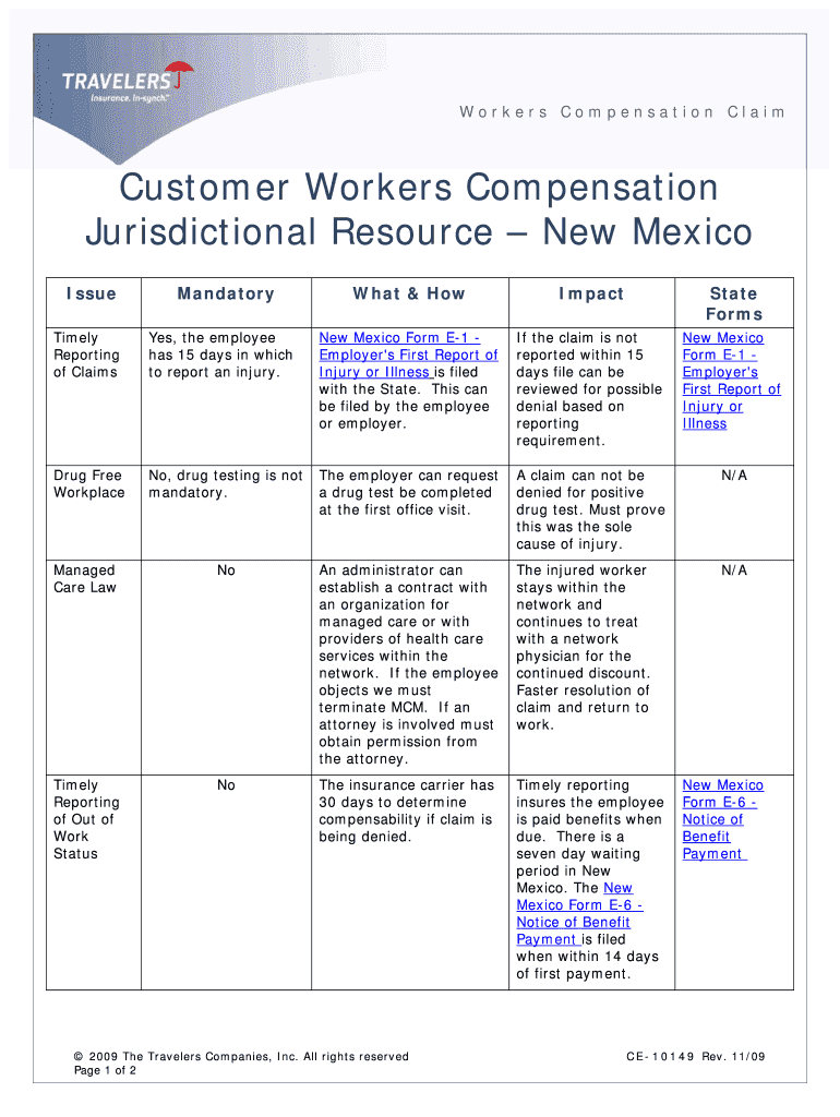 Customer WC Jurisdictional Resource (Rev 11-09) New Mexico Preview on Page 1