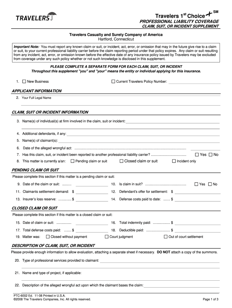 travelers professional liability Preview on Page 1