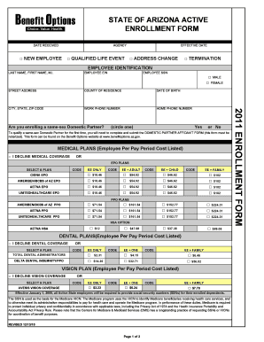 Arizona Active Employee Enrollment Form