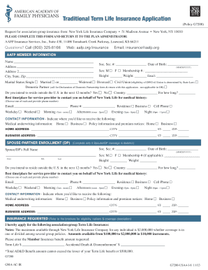 Traditional Term Life Insurance Application