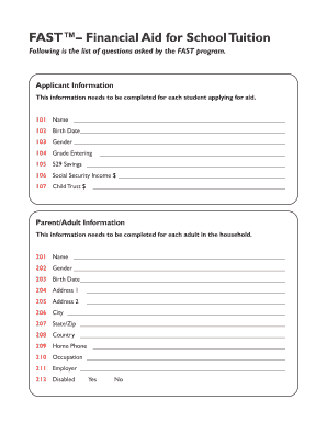 FAST Financial Aid Application Form