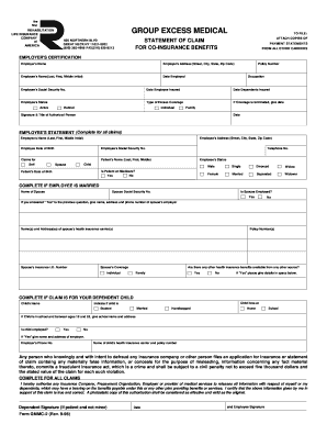 Rehabilitation Group Excess Medical Claim Form