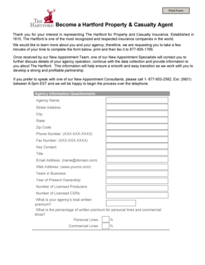 Hartford Property & Casualty Agent Application