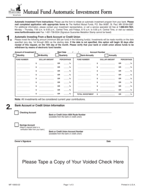Mutual Fund Automatic Investment Form
