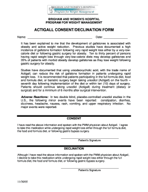 Actigall Consent Form