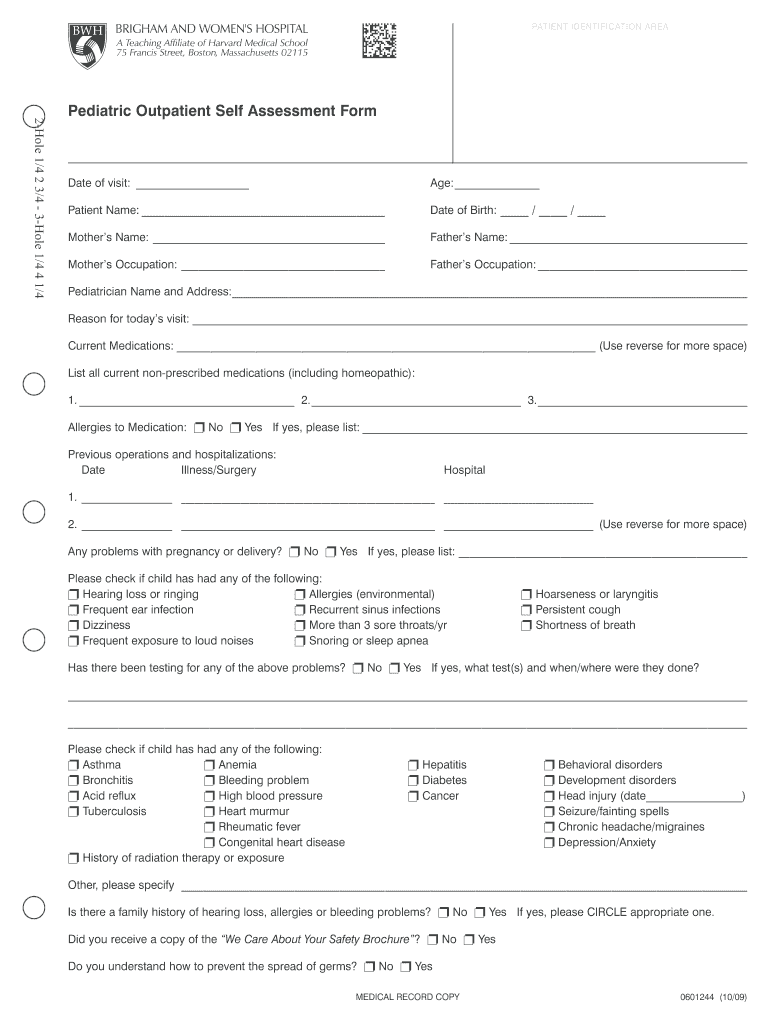 Pediatric medical history form printable Fill out & sign online DocHub