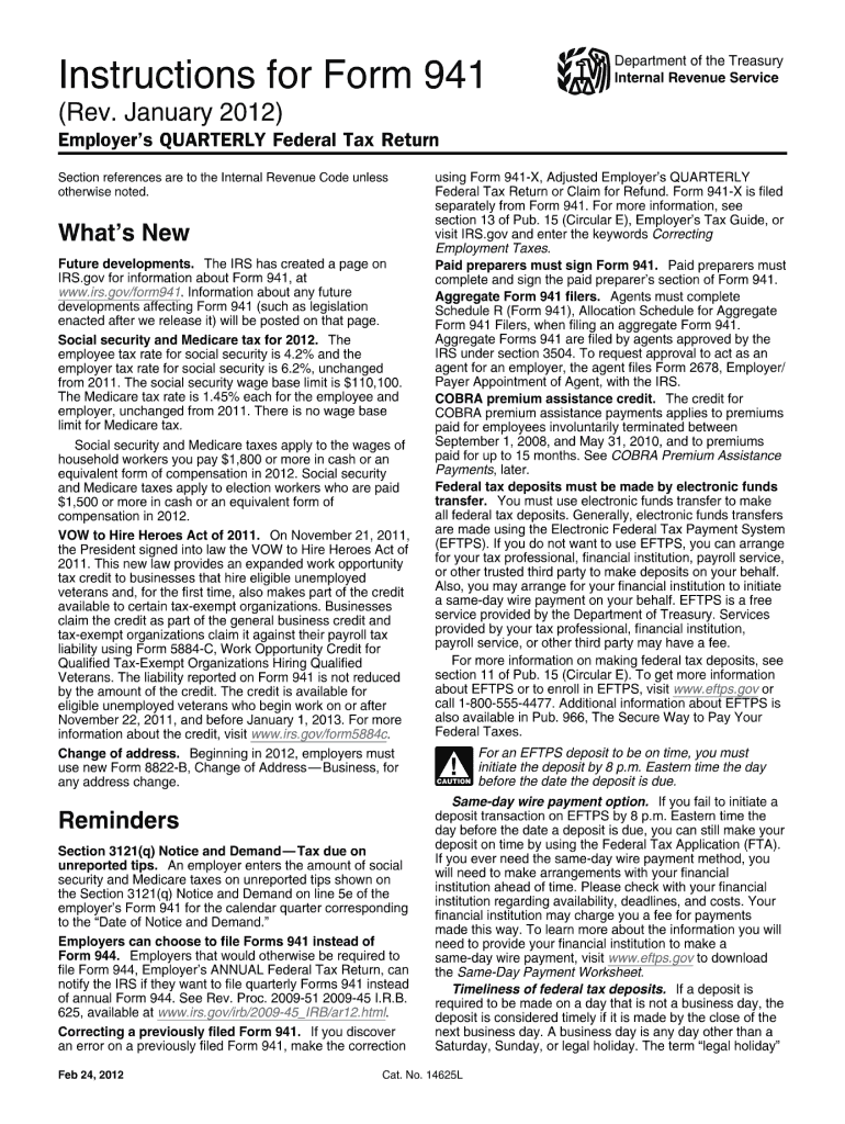 2011 941 rev january 2011 2012 form Preview on Page 1