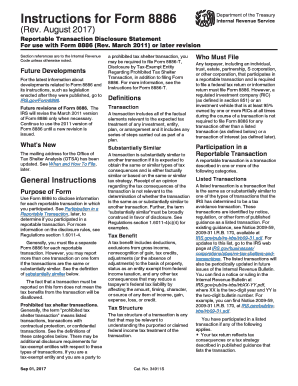 IRS Form 8886 Reportable Transaction Disclosure Statement