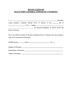 Connecticut Revocation Statutory General Power of Attorney