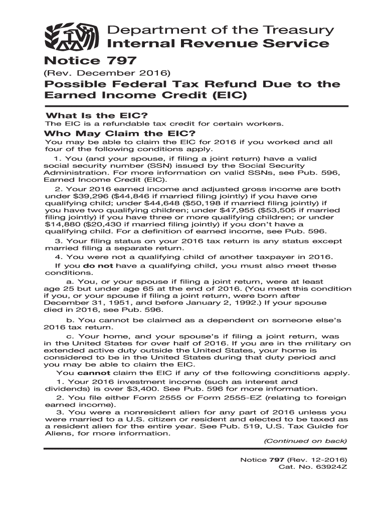 irs notice 797 Preview on Page 1