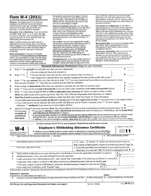 form w 4 for year 2011 & 2012