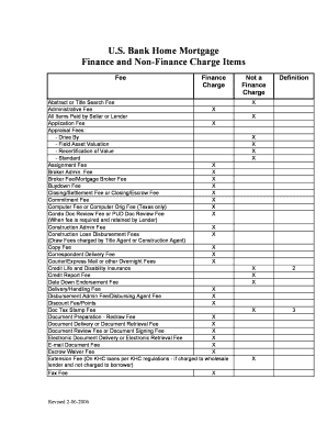finance and non finance charge items fill online finance charge matrix