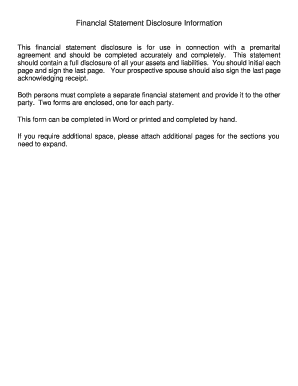 Indiana Financial Statements only in Connection with Prenuptial Premarital Agreement