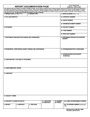 US Federal Report Documentation Form