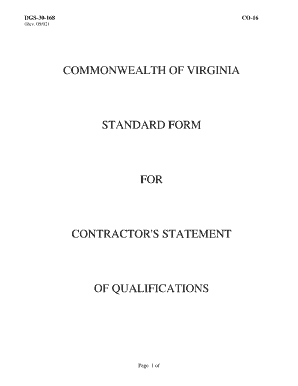 COMMONWEALTH OF VIRGINIA STANDARD FORM FOR ... - vadoc virginia