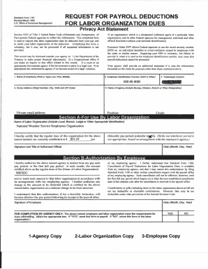 Standard Form 1187 Request for Payroll Deductions