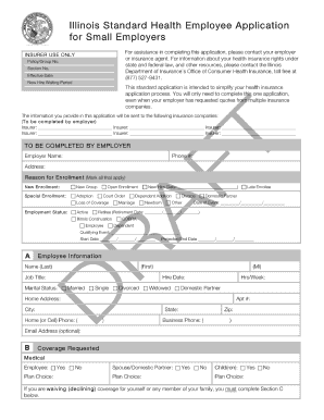 Employee application example - illinois standard health employee application form