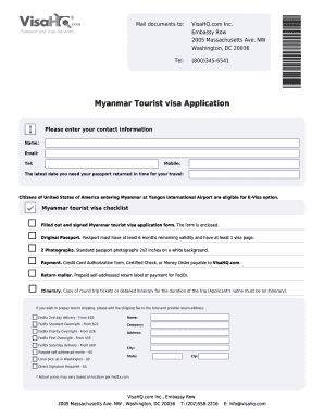 Myanmar Tourist Visa Application