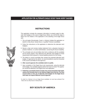 Application for Alternate Eagle Scout Rank Merit Badges