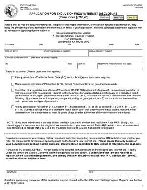 Cjis application for exclusion from the internet approved form