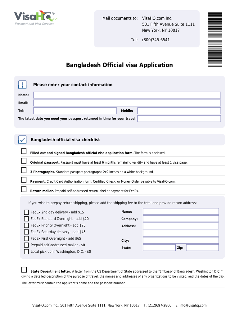 VisaHQ Bangladesh Official Visa Application Fill And Sign Printable Template Online US Legal