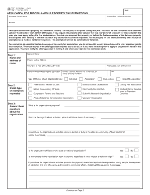 Miscellaneous form - what is miscellaneous exempt on property tax form