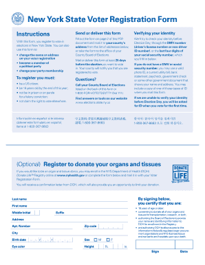 Fill out the form on page 2 of this PDF document and mail it to your county's address from the list of addresses below, or take the form to the office of your County Board of Elections