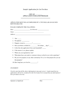 sample application for land purchase form