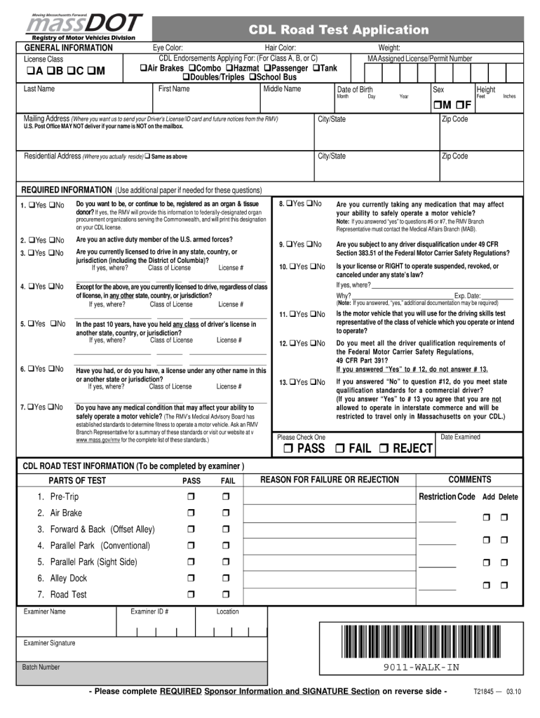 Massachusetts Road Test Score Sheet 20202021 Fill and Sign Printable
