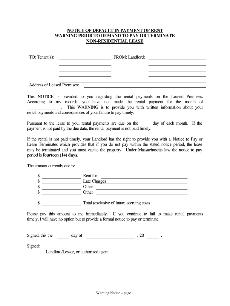 Commercial Rent Demand Letter - Fill Online, Printable, Fillable With Regard To Notice Of Default Letter Template