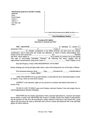 Illinois Warranty Deed from Individual to Husband and Wife