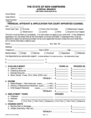 Form nhjb 2313 financial affidavit