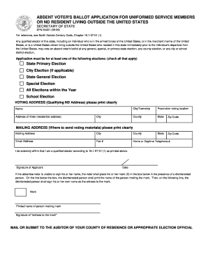 North Dakota Absentee Voter Ballot Application