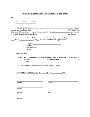 Florida Notice of Assignment of Contract for Deed
