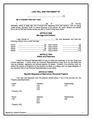 Nebraska Legal Last Will and Testament Form for a Widow or Widower with Adult and Minor Children