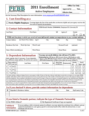 2011 Oregon Employee Benefits Enrollment Form
