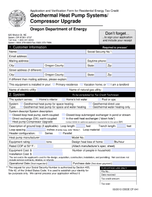 Oregon Residential Energy Tax Credit Application Form