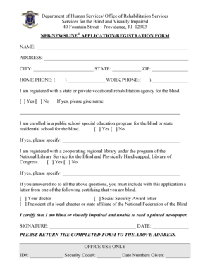 NFB-Newsline Application Form