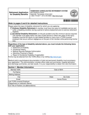 Tennessee Disability Retirement Application