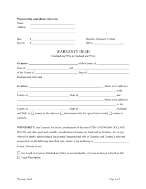 Florida Warranty Deed from Husband and Wife to Husband and Wife