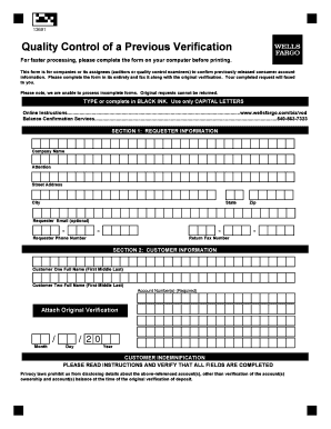quality control of previous verification of deposit form