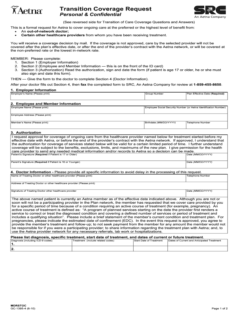 aetna transition of care form