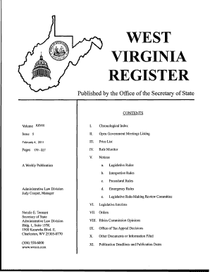 west virginia register published by the office of the secretary of state form