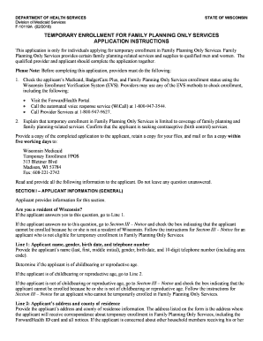 temporary enrollment for family planning only services form