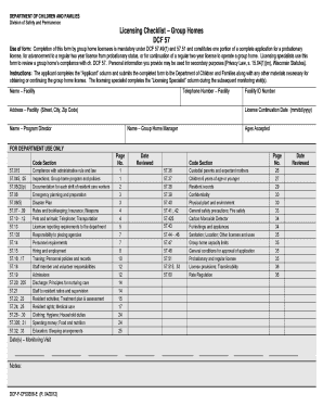 dcf wisconsin licensing checklist pdffiller foster form forms