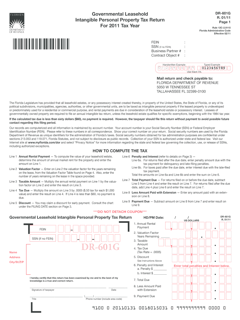 dr 601g 2011 form Preview on Page 1