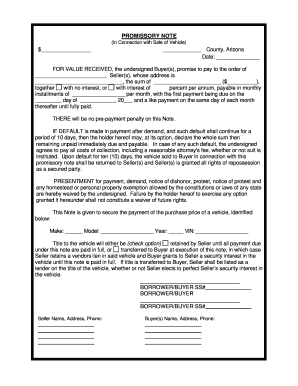 promissory note for car