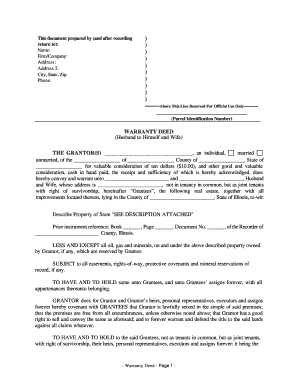 Illinois Warranty Deed from Husband to Himself and Wife