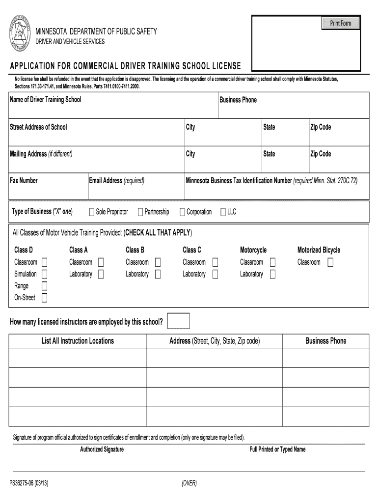 Fillable Online dps mn Commercial driver fillable application form Fax