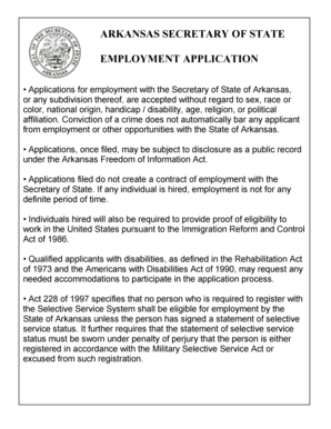 Arkansas Employment Application
